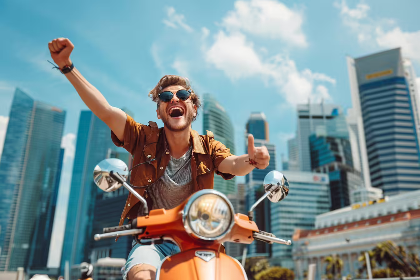 Exploring Singapore with rented scooter